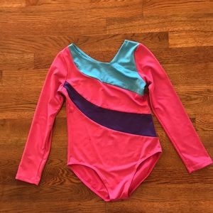 Sparkles Ribbon Stripe Hot Pink Leotard